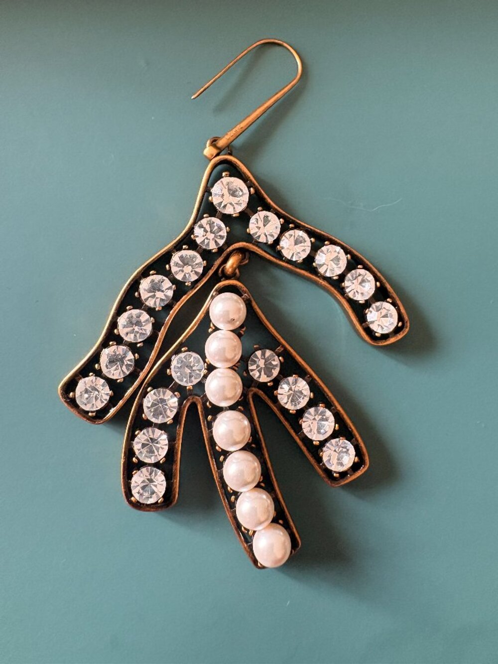 Celine Phoebe Philo Era Single Statement Earring Crystal Pearl Old Celine